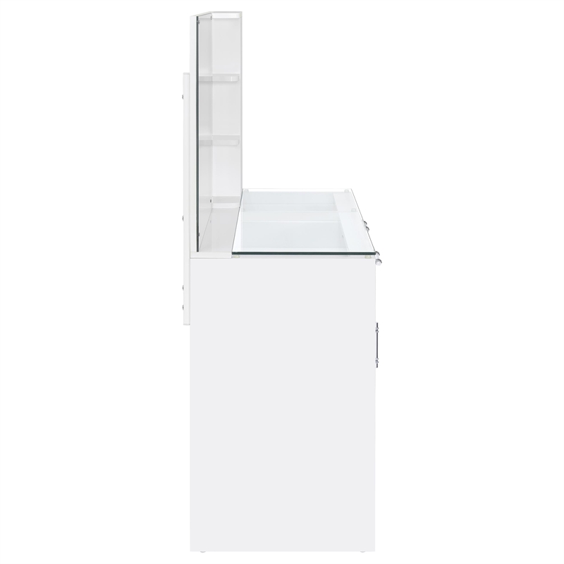 Pemberly Row 2-drawer Vanity Set with LED Mirror in White High Gloss