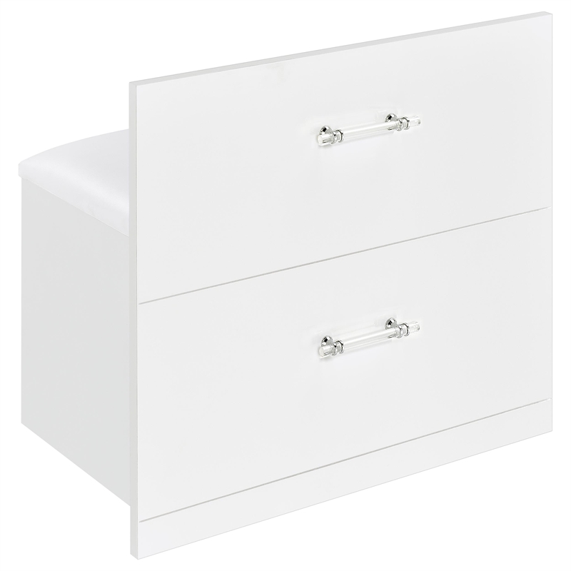 Pemberly Row 2-drawer Vanity Set with LED Mirror in White High Gloss