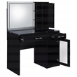 Pemberly Row 2-drawer Vanity Set with LED Mirror in Black High Gloss