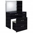Pemberly Row 2-drawer Vanity Set with LED Mirror in Black High Gloss