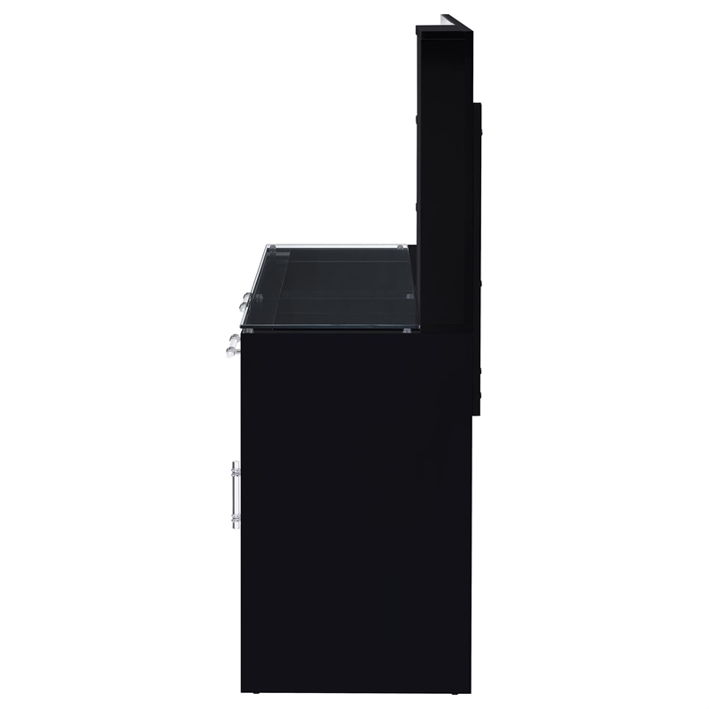 Pemberly Row 2-drawer Vanity Set with LED Mirror in Black High Gloss