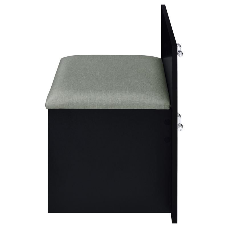Pemberly Row 2-drawer Vanity Set with LED Mirror in Black High Gloss