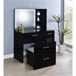 Pemberly Row 2-drawer Vanity Set with LED Mirror in Black High Gloss