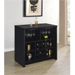 Pemberly Row 12-Bottle Engineered Wood Freestanding Home Bar in Black
