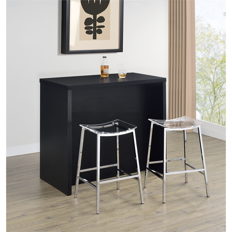 Pemberly Row 12-Bottle Engineered Wood Freestanding Home Bar in Black