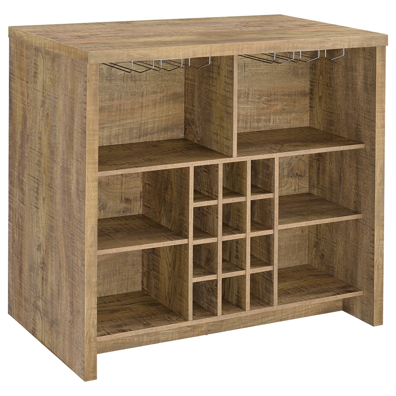 Pemberly Row 12-Bottle Engineered Wood Freestanding Home Bar in Mango