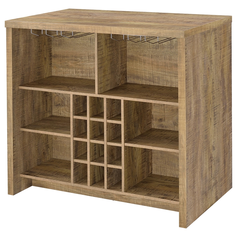 Pemberly Row 12-Bottle Engineered Wood Freestanding Home Bar in Mango