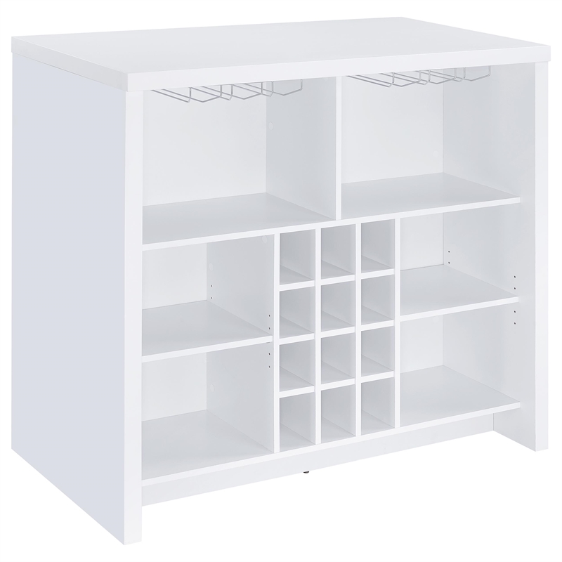 Pemberly Row 12-Bottle Engineered Wood Freestanding Home Bar in White