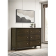 Pemberly Row 6-drawer Rubberwood Dresser Cabinet in Dark Cocoa