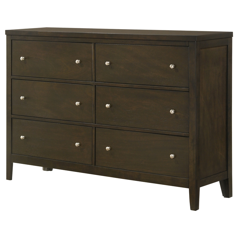 Pemberly Row 6-drawer Rubberwood Dresser Cabinet in Dark Cocoa