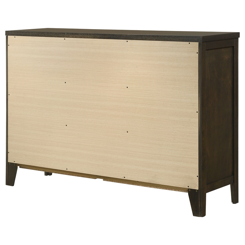 Pemberly Row 6-drawer Rubberwood Dresser Cabinet in Dark Cocoa