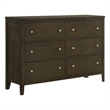 Pemberly Row 6-drawer Rubberwood Dresser Cabinet in Dark Cocoa