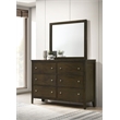 Pemberly Row 6-drawer Rubberwood Dresser and Mirror Set in Dark Cocoa