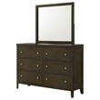 Pemberly Row 6-drawer Rubberwood Dresser and Mirror Set in Dark Cocoa