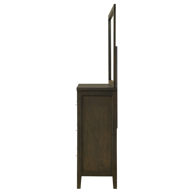 Pemberly Row 6-drawer Rubberwood Dresser and Mirror Set in Dark Cocoa