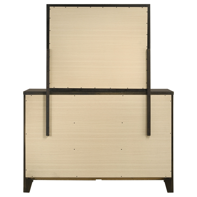 Pemberly Row 6-drawer Rubberwood Dresser and Mirror Set in Dark Cocoa
