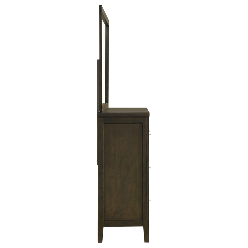 Pemberly Row 6-drawer Rubberwood Dresser and Mirror Set in Dark Cocoa