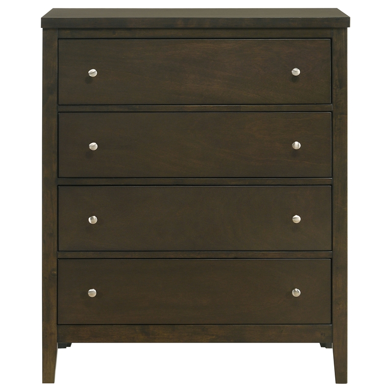Pemberly Row 4-drawer Rubberwood Chest of Drawers in Dark Cocoa
