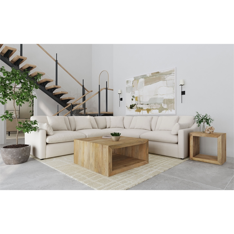 Pemberly Row 5-piece Upholstered Modular Sectional Sofa in Ivory