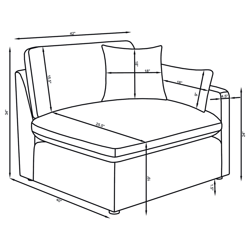 Pemberly Row 5-piece Upholstered Modular Sectional Sofa in Ivory