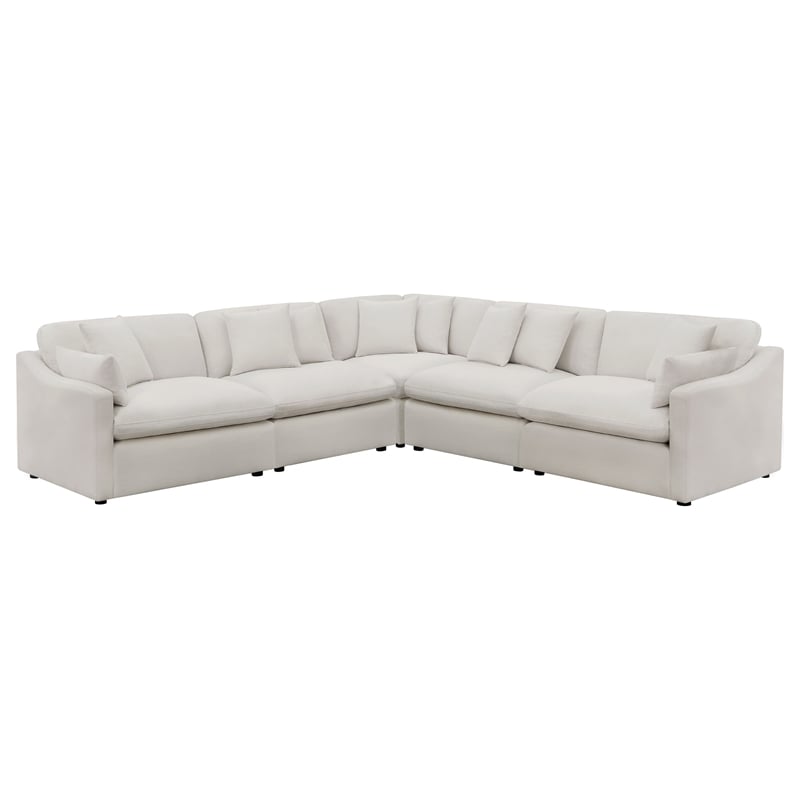 Pemberly Row 5-piece Upholstered Modular Sectional Sofa in Ivory