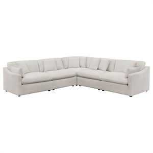 Pemberly Row 5-piece Upholstered Modular Sectional Sofa in Ivory