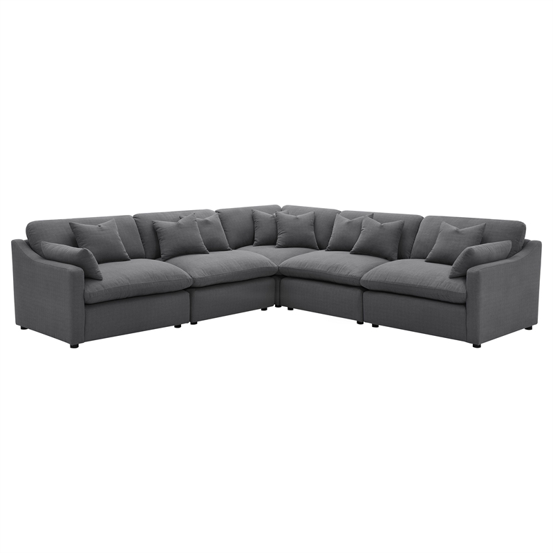 Pemberly Row 5-piece Upholstered Modular Sectional Sofa in Charcoal