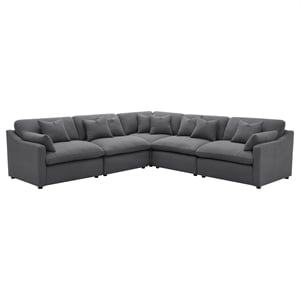 Pemberly Row 5-piece Upholstered Modular Sectional Sofa in Charcoal