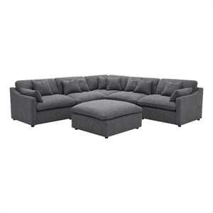 Pemberly Row 6-piece Upholstered Modular Sectional Sofa in Charcoal