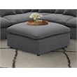 Pemberly Row Square Upholstered Fabric Ottoman with Wood Frame in Charcoal