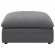 Pemberly Row Square Upholstered Fabric Ottoman with Wood Frame in Charcoal