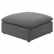 Pemberly Row Square Upholstered Fabric Ottoman with Wood Frame in Charcoal