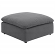 Pemberly Row Square Upholstered Fabric Ottoman with Wood Frame in Charcoal