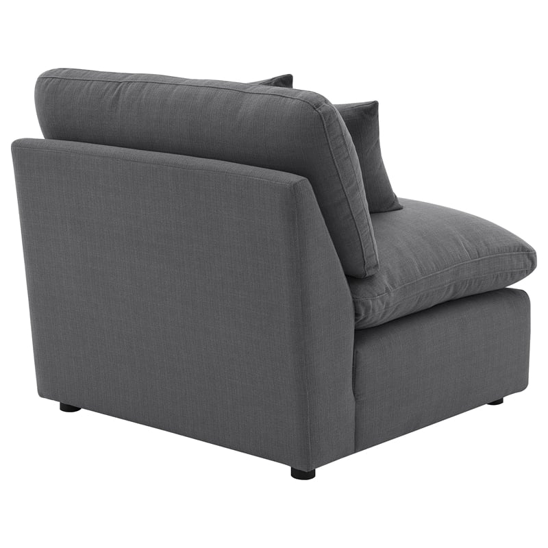 Pemberly Row Upholstered Fabric Armless Chair with Wood Frame in Charcoal