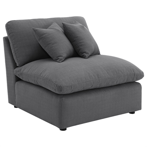 Pemberly Row Upholstered Fabric Armless Chair with Wood Frame in Charcoal
