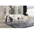 Pemberly Row Upholstered Fabric Armless Chair with Wood Frame in Ivory