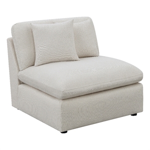 Pemberly Row Upholstered Fabric Armless Chair with Wood Frame in Ivory