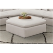 Pemberly Row Square Upholstered Fabric Ottoman with Wood Frame in Ivory