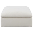 Pemberly Row Square Upholstered Fabric Ottoman with Wood Frame in Ivory