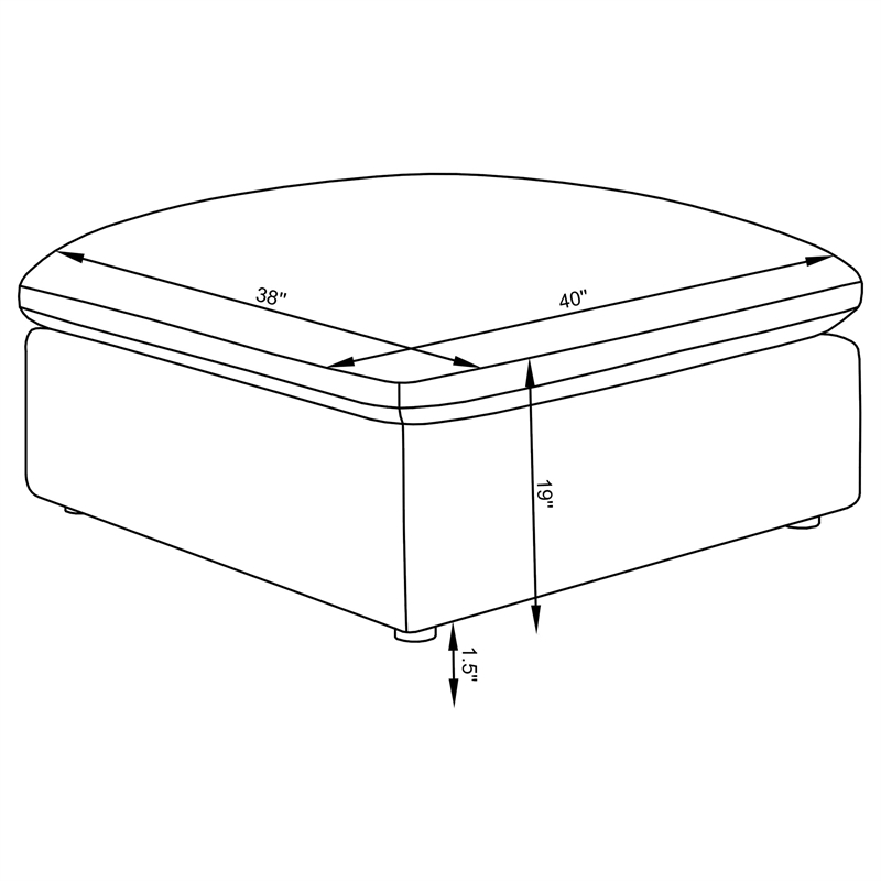 Pemberly Row Square Upholstered Fabric Ottoman with Wood Frame in Ivory