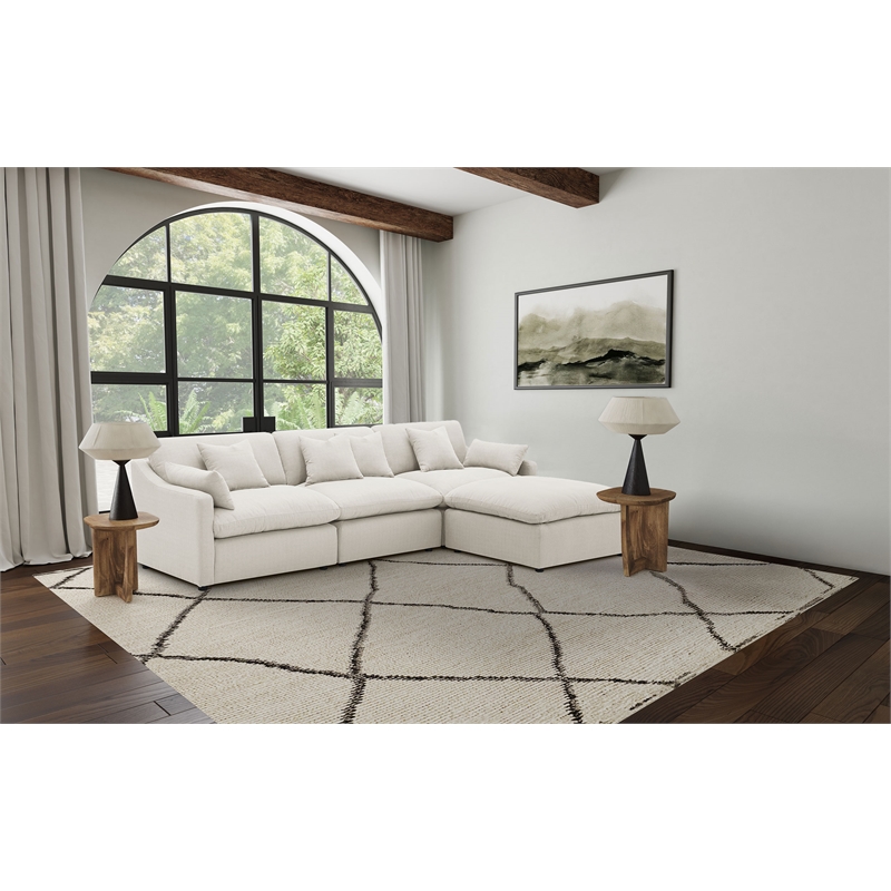 Pemberly Row 4-piece Upholstered Fabric Modular Sectional Sofa in Ivory