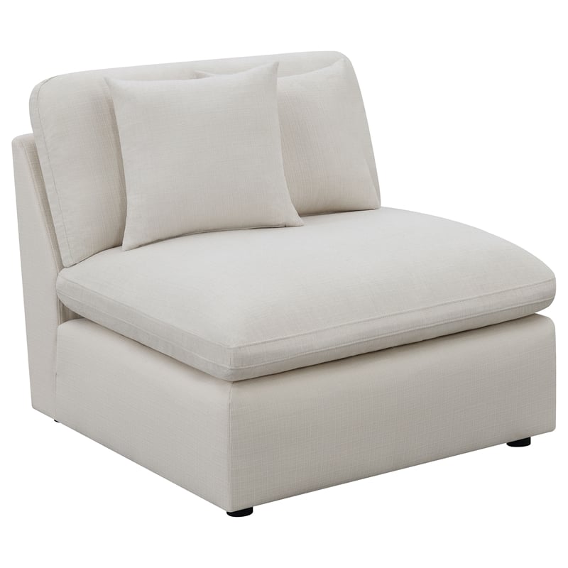 Pemberly Row 4-piece Upholstered Fabric Modular Sectional Sofa in Ivory