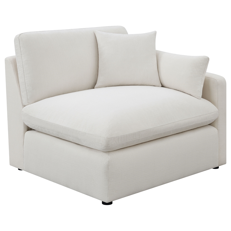 Pemberly Row 4-piece Upholstered Fabric Modular Sectional Sofa in Ivory