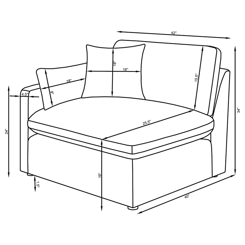Pemberly Row 4-piece Upholstered Fabric Modular Sectional Sofa in Ivory