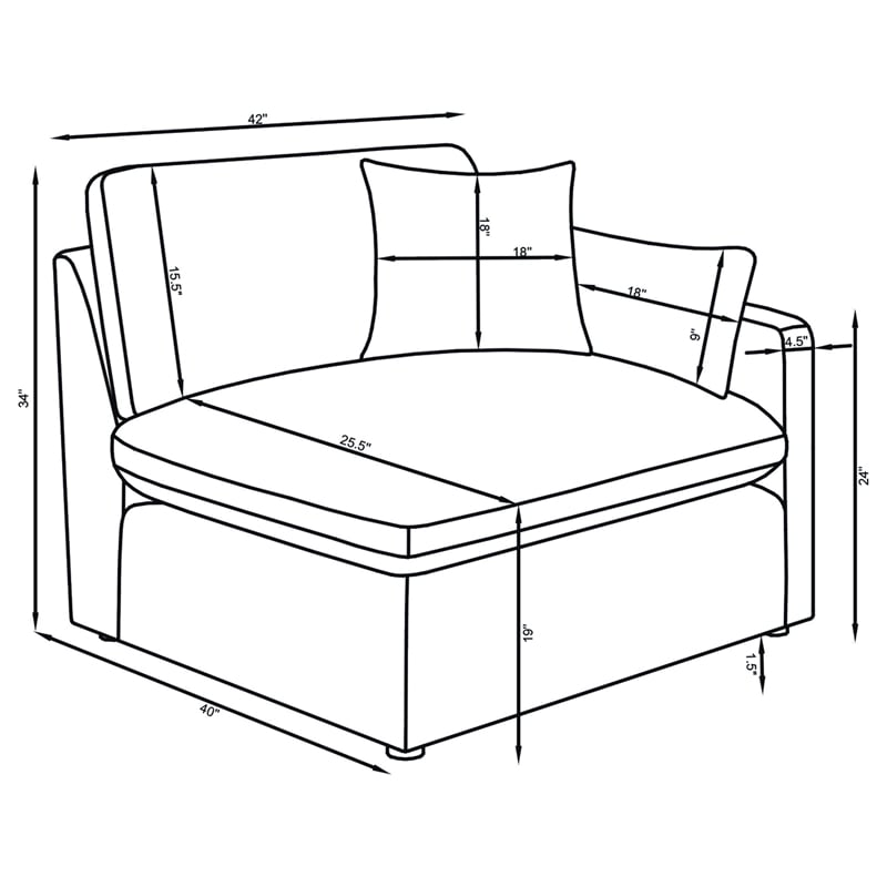 Pemberly Row 4-piece Upholstered Fabric Modular Sectional Sofa in Ivory
