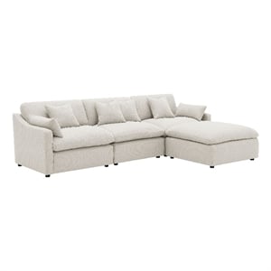 Pemberly Row 4-piece Upholstered Fabric Modular Sectional Sofa in Ivory