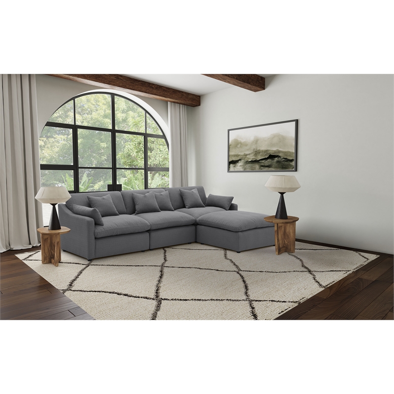Pemberly Row 4-piece Upholstered Fabric Modular Sectional Sofa in Charcoal