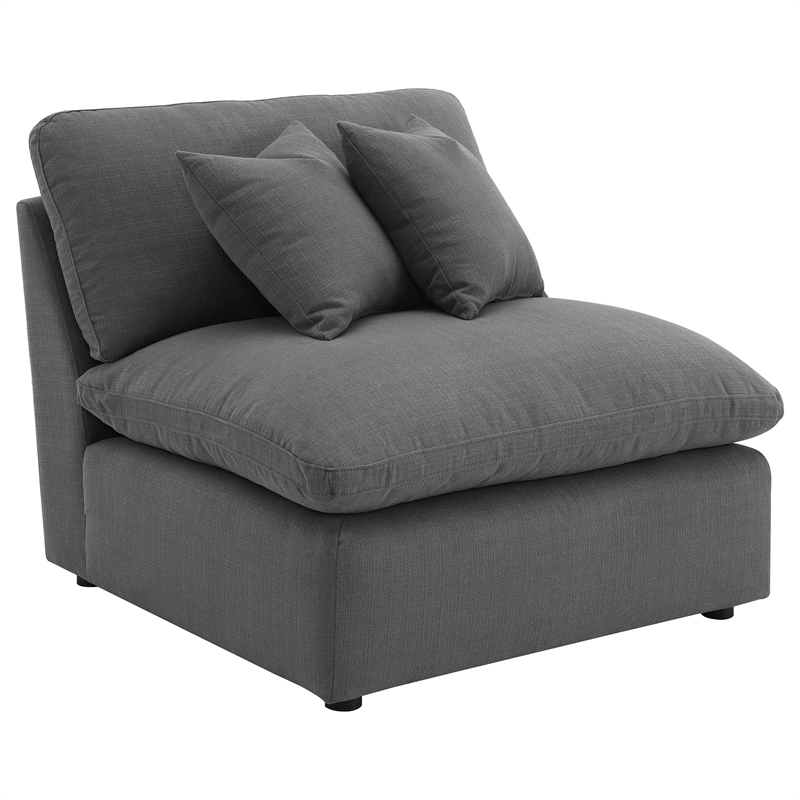 Pemberly Row 4-piece Upholstered Fabric Modular Sectional Sofa in Charcoal
