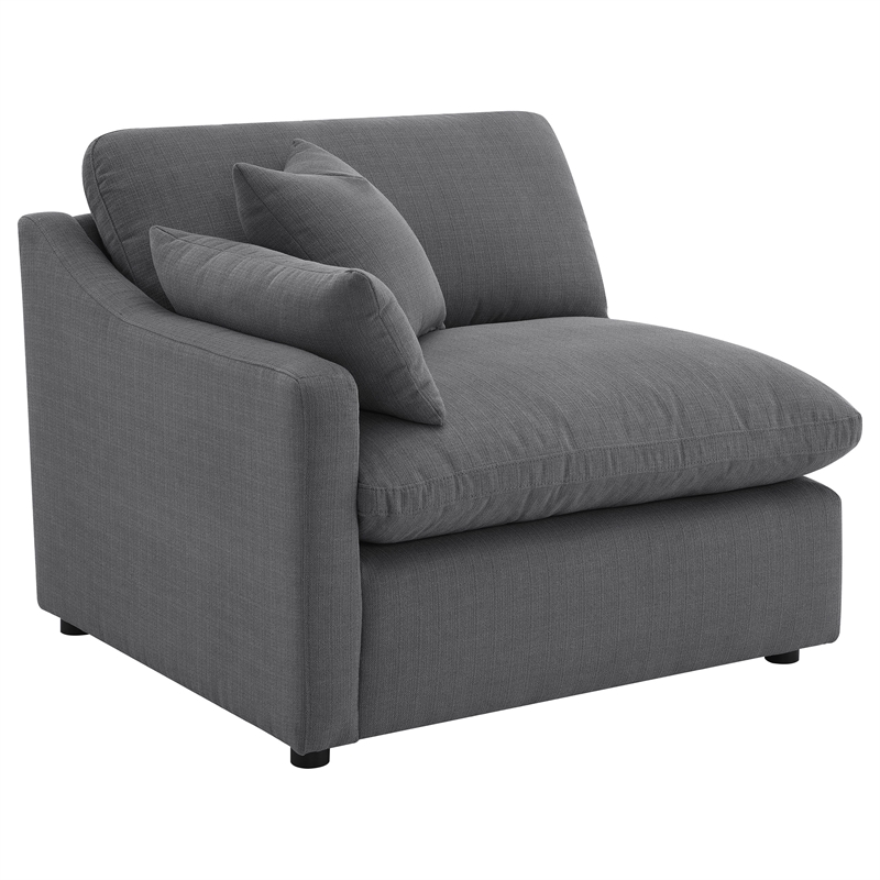 Pemberly Row 4-piece Upholstered Fabric Modular Sectional Sofa in Charcoal