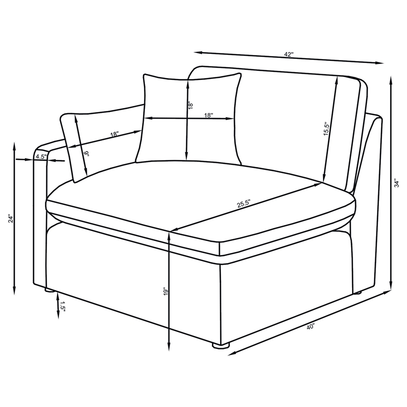 Pemberly Row 4-piece Upholstered Fabric Modular Sectional Sofa in Charcoal
